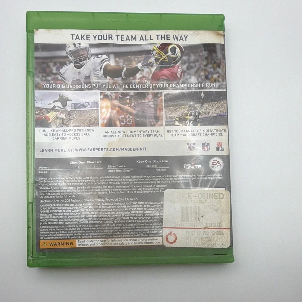 Madden NFL 17 Microsoft Xbox One 2016 EA Sports Football Game Case Included